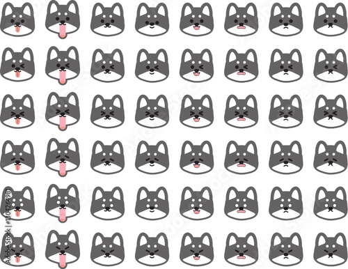 かわいい黒柴の表情イラストセット