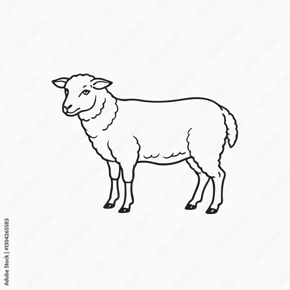Obraz premium Wool sheep silhouette. sheep in graphic style, vector illustration drawn by hand. Vector illustration