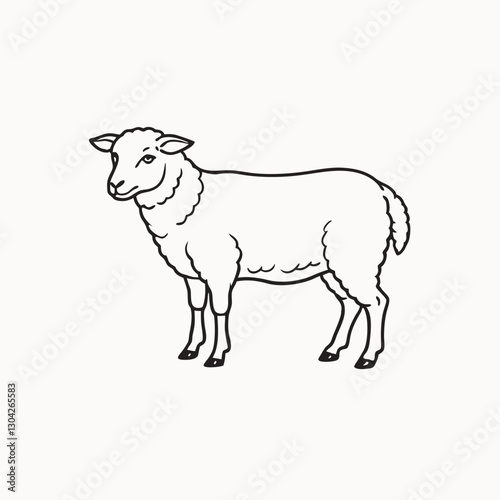 Wool sheep silhouette. sheep in graphic style, vector illustration drawn by hand. Vector illustration