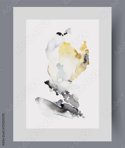 Obraz na płótnie Abstract stain in style of modern art and surrealism on wall art. Watercolor print. Artwork with abstract composition and dark or bright aesthetic spots, in frame with decor for poster w salonie