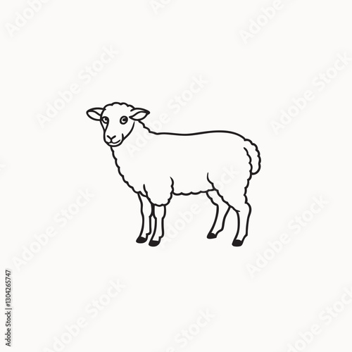 Wool sheep silhouette. sheep in graphic style, vector illustration drawn by hand. Vector illustration