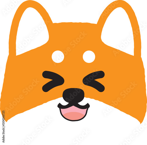 楽しそうに目をつむるシンプルな柴犬のイラスト