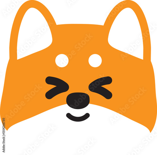 楽しそうに目をつむるシンプルな柴犬のイラスト