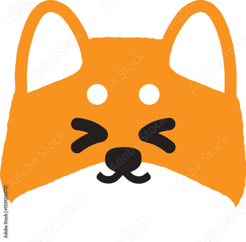 目をつむるシンプルな柴犬のイラスト