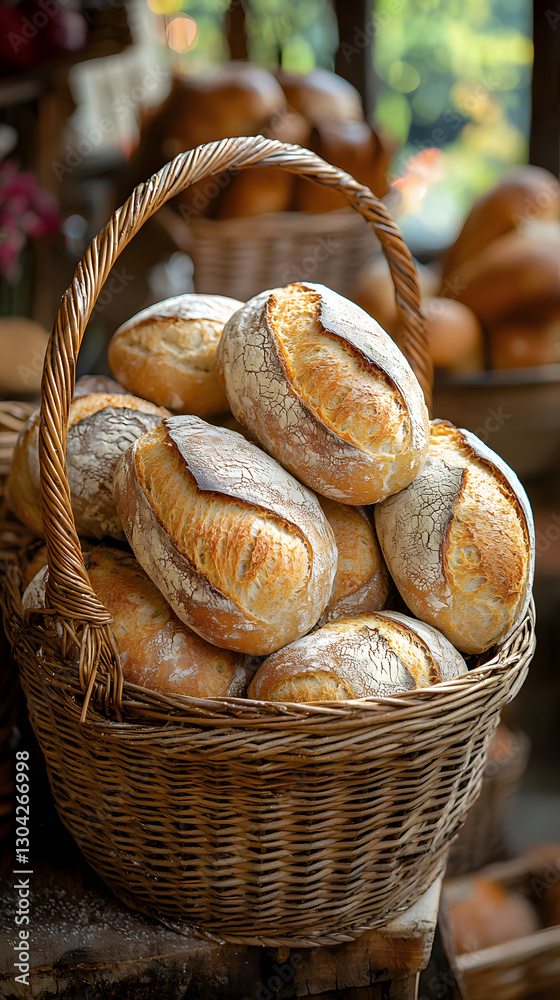 Rustic Basket of Fresh Bread – A Small-Town General Store Classic