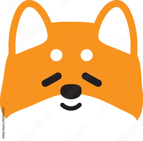 穏やかな顔をしているシンプルな柴犬のイラスト