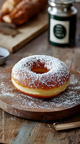 Obraz na płótnie Ultra-Realistic Krispy Kreme Donut in a Vintage Bakery – A Minimalist UGC Aesthetic w salonie