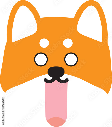白目で口を大きく開けているシンプルな柴犬のイラスト
