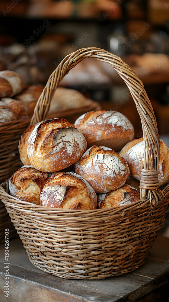 Rustic Basket of Fresh Bread – A Small-Town General Store Classic