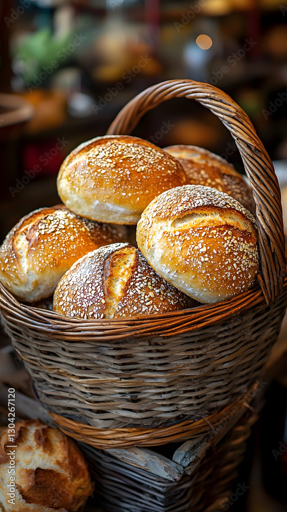 Rustic Basket of Fresh Bread – A Small-Town General Store Classic