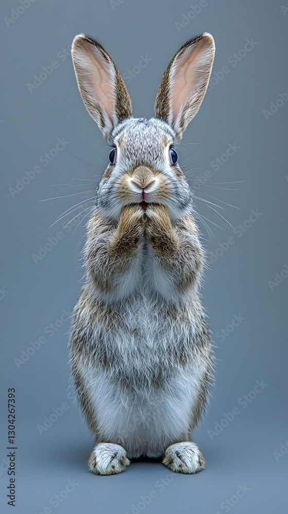 Realistic Shocked Rabbit Holding Cheeks – Expressive and Adorable