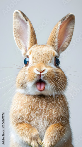 Realistic Shocked Rabbit Holding Cheeks – Expressive and Adorable