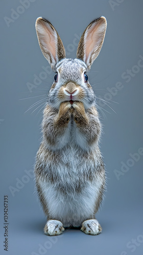 Obraz na płótnie Realistic Shocked Rabbit Holding Cheeks – Expressive and Adorable w salonie