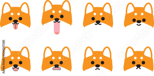 かわいい柴犬の表情イラストセット