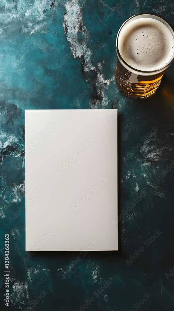 Horizontal A4 Brochure with Beer Glass – Top-Down View