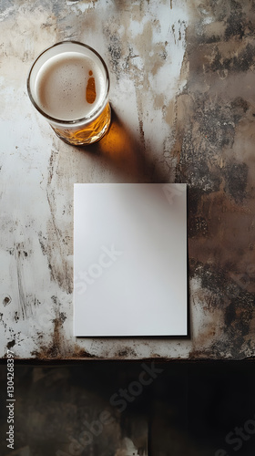 Horizontal A4 Brochure with Beer Glass – Top-Down View