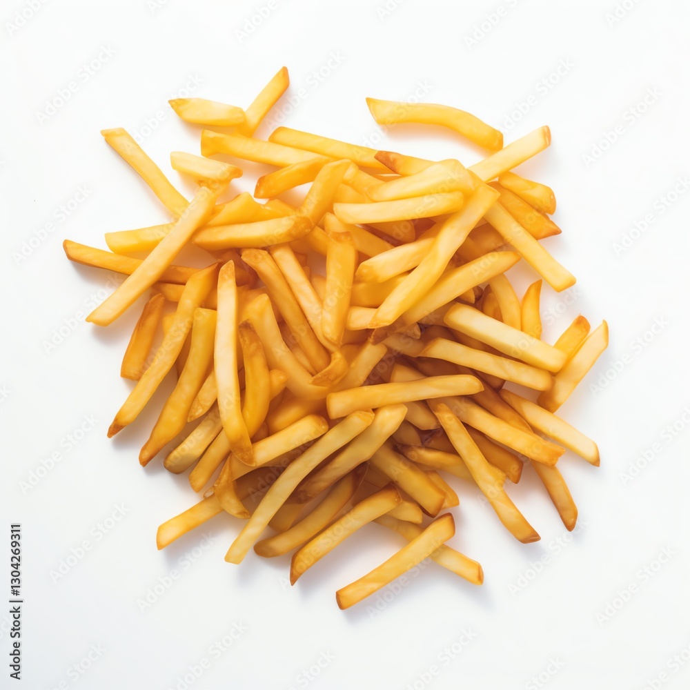 Golden, crispy french fries perfectly centered on a white background. Clean, professional product photo ideal for ads, blogs, and food marketing Golden, crispy french fries perfectly centered on a white background. Clean, professional product photo ideal for ads, blogs, and food marketing