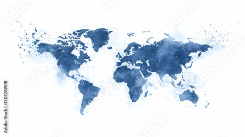 World Map Watercolor Style