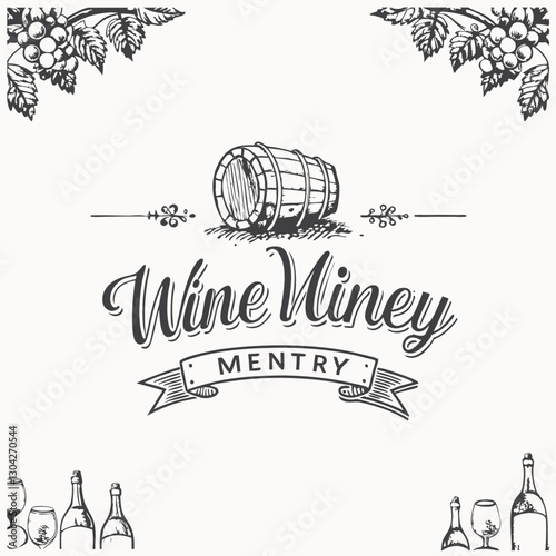 Wine vintage label design alcohol industry. lettering vector illustration isolated on a white background