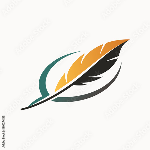 Print Abstract ethnic line art feather design. Feather icon logo set vector cartoon illustration isolated on white background
