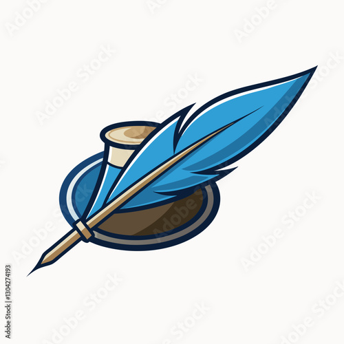 Print Abstract ethnic line art feather design. Feather icon logo set vector cartoon illustration isolated on white background