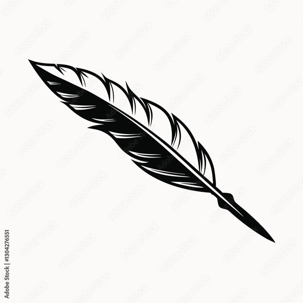Obraz premium Black feather Feather silhouette files. Feather silhouette vector set icon image,simple and minimalist icon design,isolated on white background
