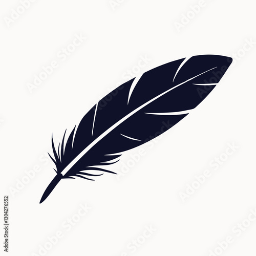 Vector isolated silhouette of bird feather. Feather silhouette vector set icon image,simple and minimalist icon design,isolated on white background