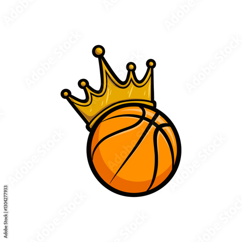 Basketball King Crown Winner Illustration Cartoon Vector