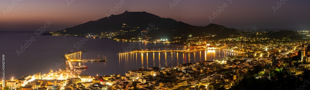 Panoramic view of Zakynthos town and harbor