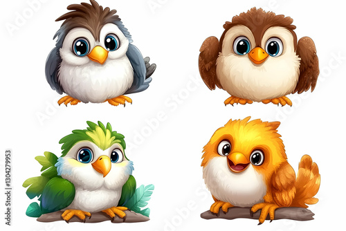 Wallpaper Mural Adorable baby birds cartoon illustration Torontodigital.ca