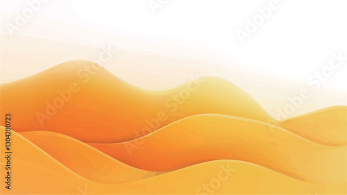 The image is a digital illustration featuring a series of abstract orange and yellow waves against a white background. The waves are soft, smooth, and flowing, creating a gradient effect