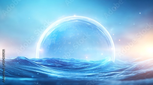 Futuristic Globe Ocean Digital Art - Futuristic technology