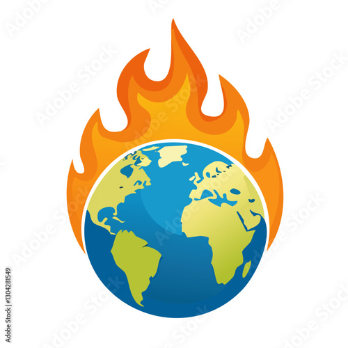 burning earth with fire vector icon design