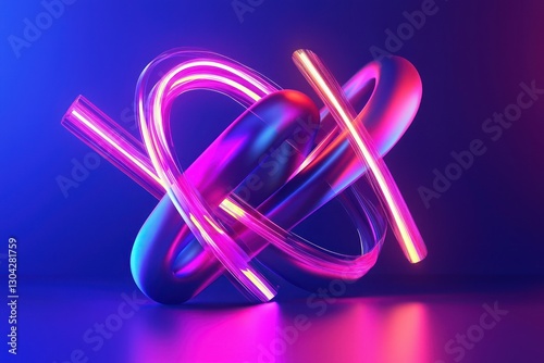 3D abstract gradient shapes with neon streaks for dynamic branding displays.