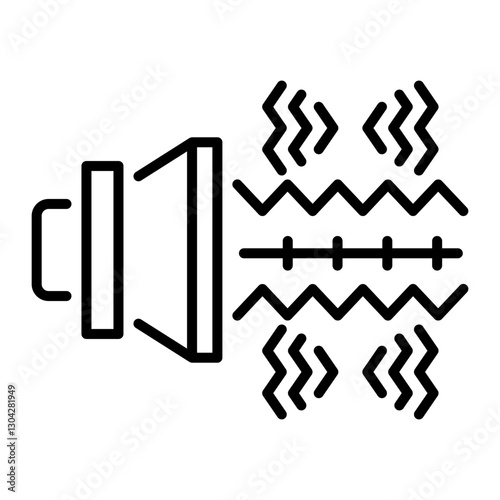 A line style icon of a speaker with sound waves depicting noise filter 