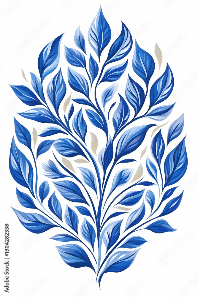 Obraz premium Blue Floral Branch Design on White Background