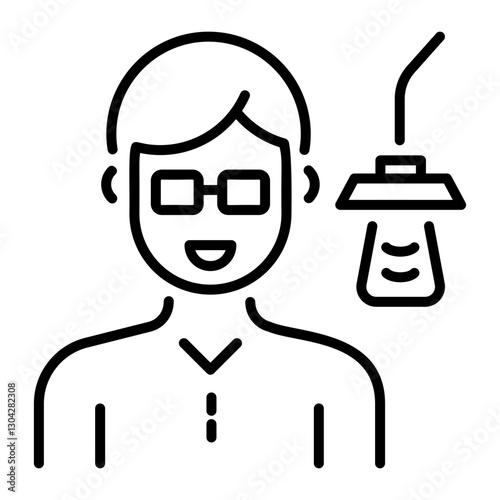 A linear style icon of a streamer speaking in a mic 
