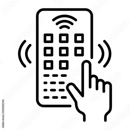 Touch screen device icon in linear style 