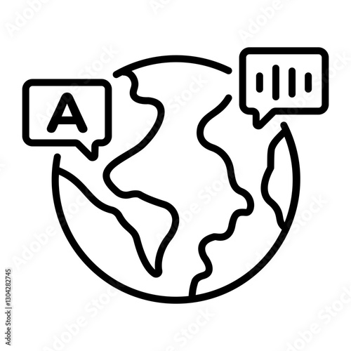 Global language icon in an outline style 