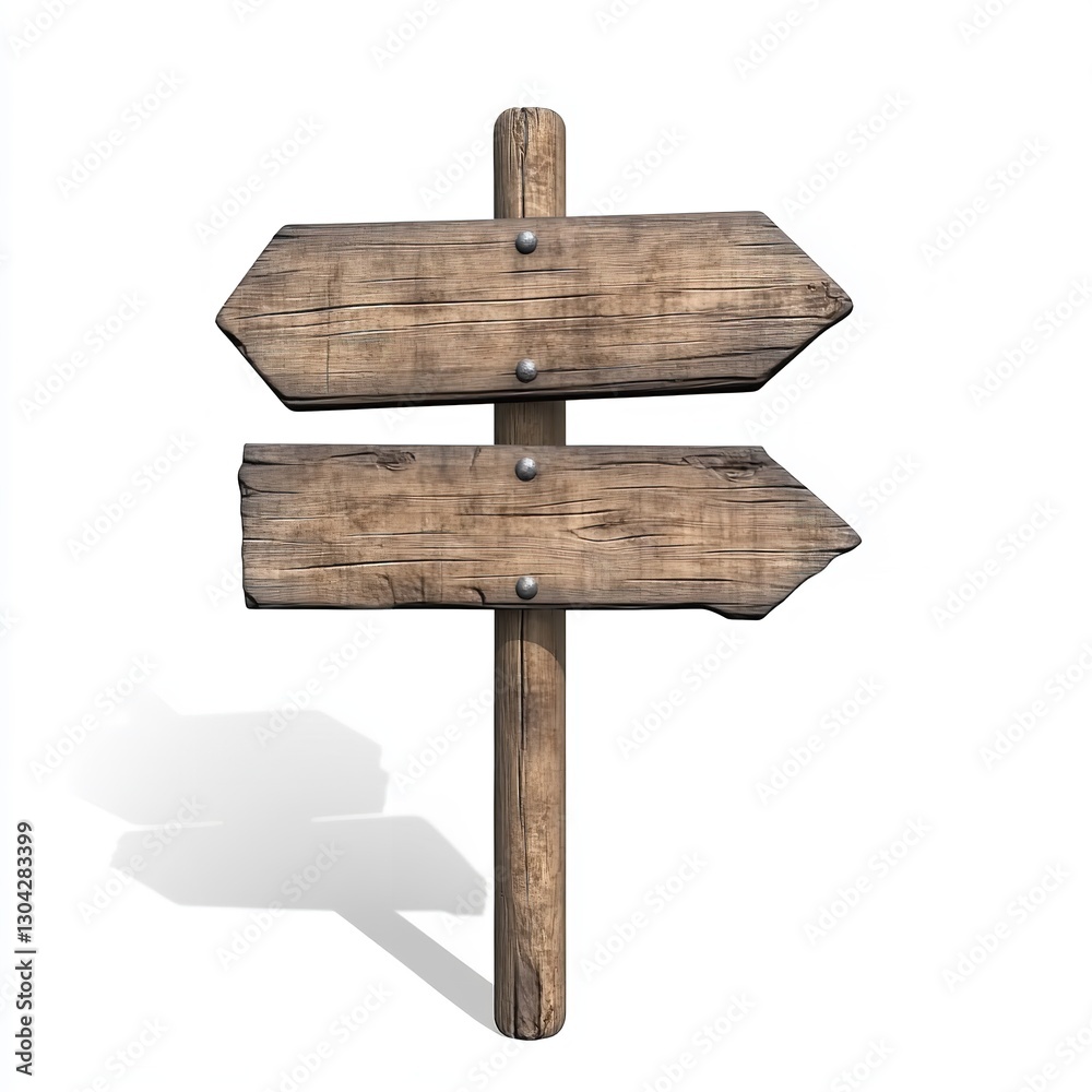Rustic Wooden Signpost with Two Opposite Directional Arrows in Outdoor Setting