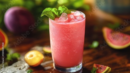 Wallpaper Mural A vibrant glass, brimming with a tropical delight - a smooth guava blend, its pink hue hinting at the sweetness and tang that awaits within. Torontodigital.ca
