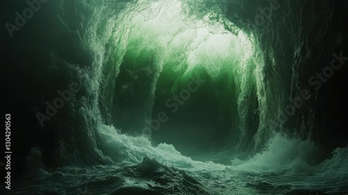A pulsating, viscous green substance oozed from the depths of the earth, its texture resembling taffy and its color a vibrant emerald. photo