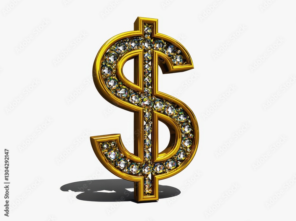 Obraz premium Diamond dollar sign with gold setting