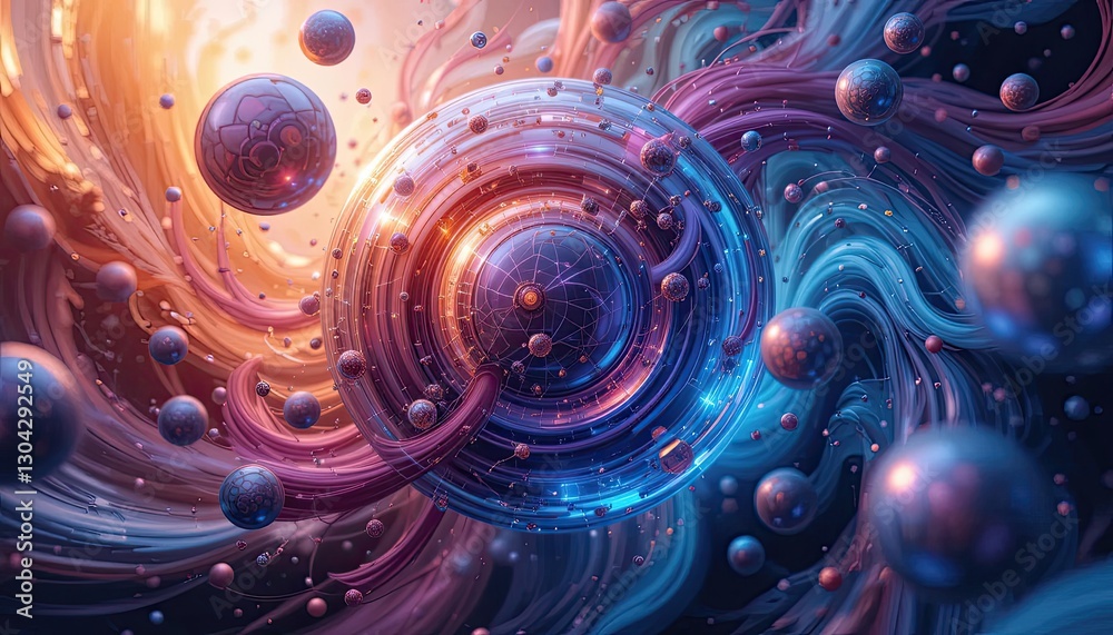Digital Art That Is Dynamic and Features Swirling Spherical Shapes- Digital Art That Is Dynamic and Features Swirling Spherical Shapes-