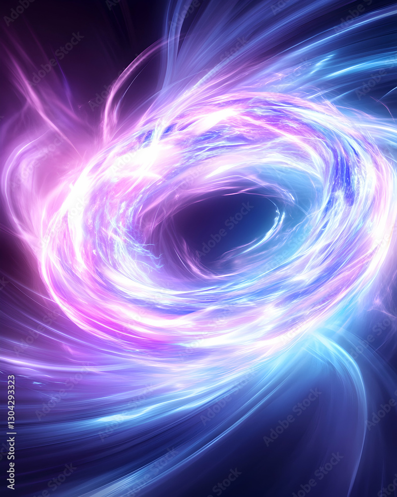 Fototapeta premium Glowing purple-blue vortex swirling in cosmic space