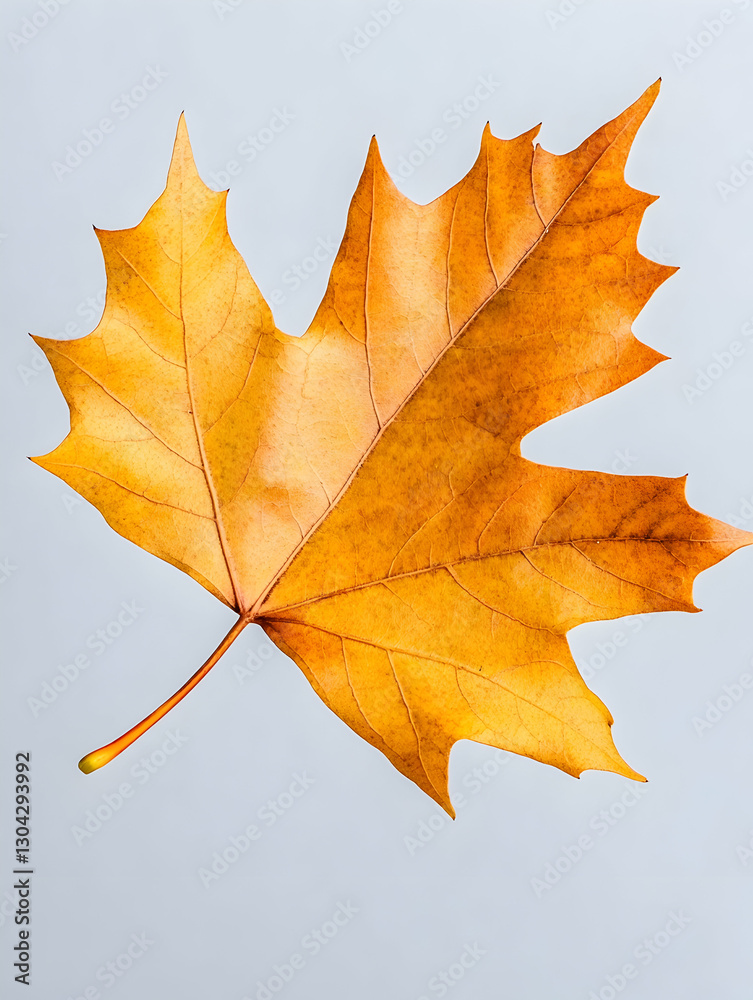 Obraz premium Golden Maple Leaf Falling Against Light Background