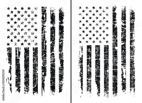 Grunge Vertical American Flag Set – Distressed USA Patriotic Design