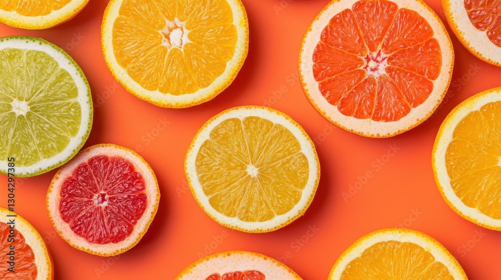 A collection of vibrant citrus fruits sliced in half, showcasing their bright interiors, A collection of vibrant citrus fruits sliced in half, showcasing their bright interiors,