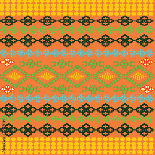 seamless vector pattern, pixel seamless pattern on orange background 