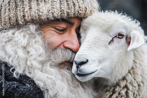 Embracing tranquility in a pastoral setting with a sheep